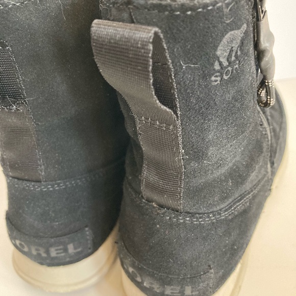 SOREL Explorer Black Suede Zip Ankle Sneaker Boot Women’s Size 8.5 - Picture 9 of 11